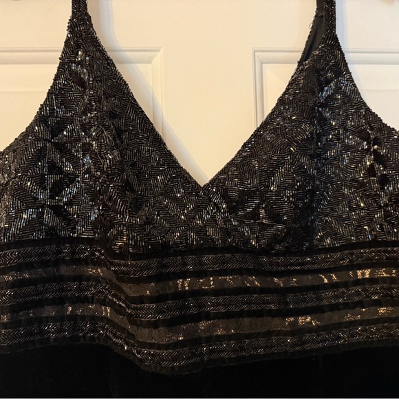 Carmen Marc Valvo Collection Black Beaded Velvet Gown Sz 14 Stunning! Double V - Picture 3 of 14